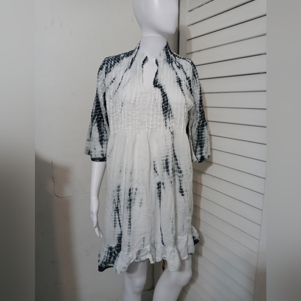 Soft Surroundings Tie dye Crinkle Smocked Pleated Mini Dress/Beach Coverup